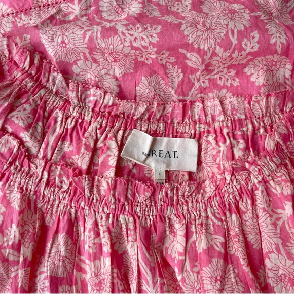 THE GREAT Top Women’s Sz 3 US L The Garland Puff Sleeve Convertible Neck Blouse - Picture 5 of 5